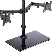 ErGear Dual Monitor Stand for 13"- 32" Screen, Freestanding Base Dual Monitor Arm with Smooth Flowing Motion, Dual Monitor Mount Tilt ?45? Swivel 180?
