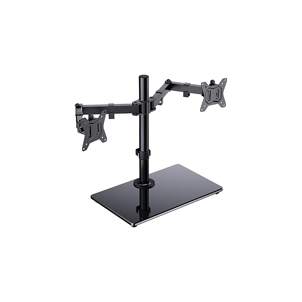 ErGear Dual Monitor Stand for 13"- 32" Screen, Freestanding Base Dual Monitor Arm with Smooth Flowing Motion, Dual Monitor Mount Tilt ?45? Swivel 180?