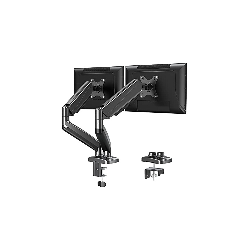 Elived Dual Monitor Arm Adjustable Gas Powered Ergonomic Pc Monitor Stand For Most 13-32 Inch Monitors With Vesa 75X75/100X100, With C-Clamp And 90459719