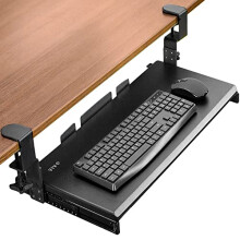 VIVO Large Under Desk Height Adjustable Ergonomic Keyboard Tray, C-clamp Mount System, 27 (33 Including Clamps) x 11 inch Slide-Out Platform Computer