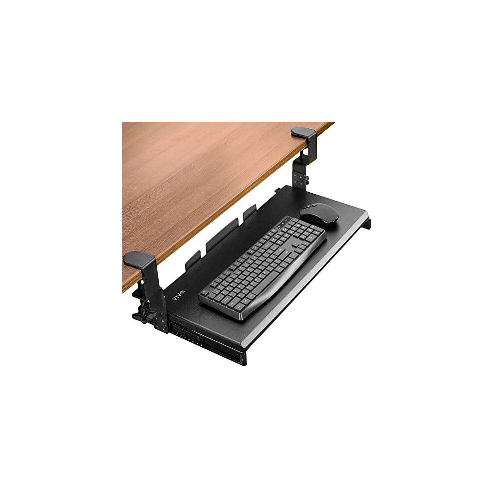 VIVO Large Under Desk Height Adjustable Ergonomic Keyboard Tray, C-clamp Mount System, 27 (33 Including Clamps) x 11 inch Slide-Out Platform Computer