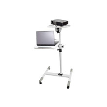 ProperAV Mobile Desk Workstation & Projector Trolley - White