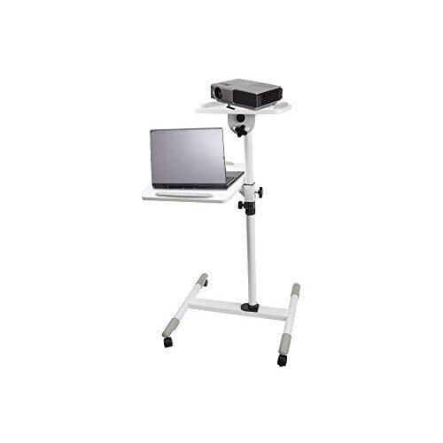 ProperAV Mobile Desk Workstation & Projector Trolley - White