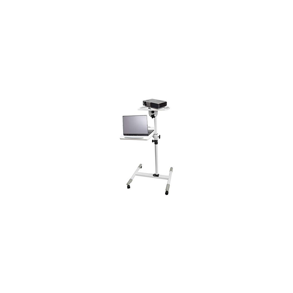 Properav White Mobile Desk Workstation & Projector Trolley