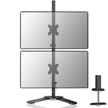 Dual Monitor Mount, Vertical Monitor Stand for 2 13-27 inch Monitors(80cm tall pole) Monitor Stands for Desks Free-Standing, Double Monitor Stands for