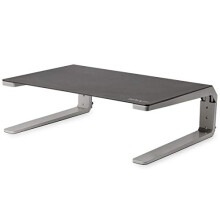StarTech.com Monitor Riser Stand - For up to 32" Monitor - Height Adjustable - Computer Monitor Riser - Steel and Aluminum (MONSTND) , Black & Silver