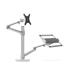 Thingy Club Dual Arm Monitor & Laptop Mount, Desk Mount Stand for up to 30 inch Computer Screen and 12-17 inch Laptop, Height Adjustable, Swivel at