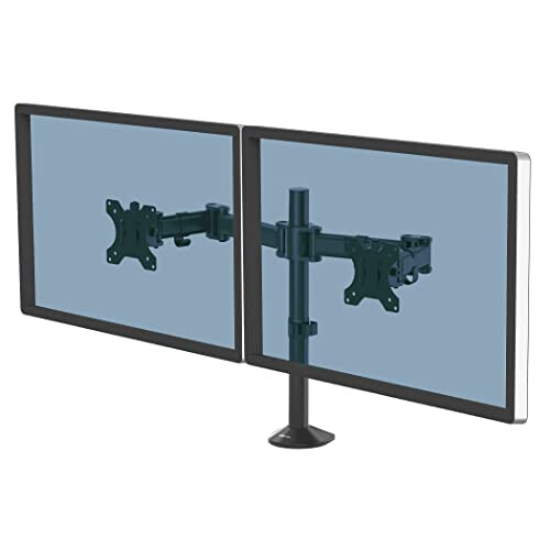 Fellowes Fellowes Reflex Series Dual Monitor Arm - Ergonomic VESA Compliant Adjustable Stand with Tilt, Swivel, Rotation Functions - Cable Management System,