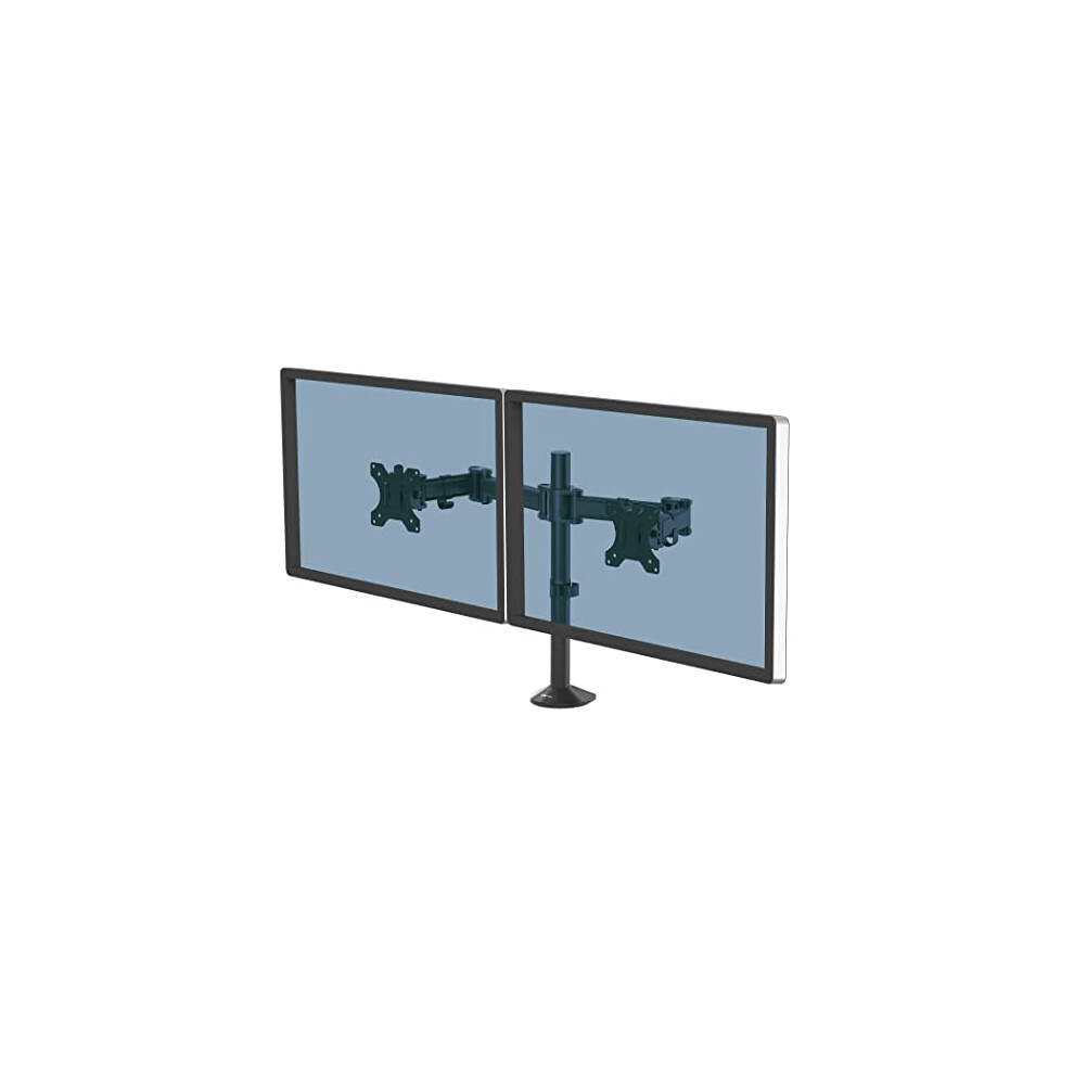 Fellowes Reflex Series Dual Monitor Arm - Ergonomic Vesa Compliant Adjustable Stand With Tilt, Swivel, Rotation Functions - Cable Management System,