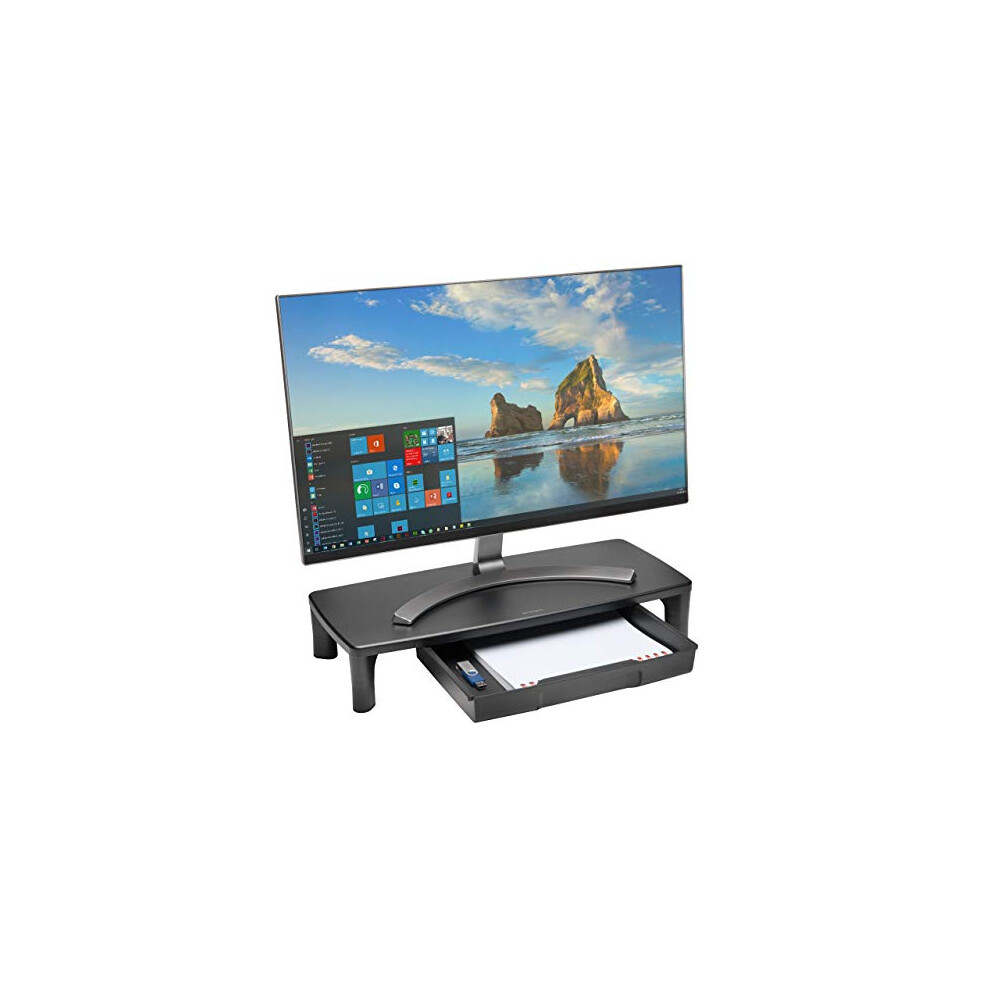 Kensington Monitor Stand With Drawer ? Smartfit Monitor Riser With Drawer For Office Accessories; Monitor/Pc Riser With Desk Storage For A Tidy Desk, 90462320