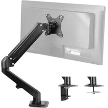 VIVO Black Articulating Single Pneumatic Spring Arm Clamp-on Desk Mount Stand | Fits 1 Monitor Screen 17 to 27 inches with Max VESA 100x100