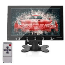 CCTV Monitor 10.1 inch, Mini Monitor 1024X600, 60Hz, 5ms Built-in Speakers, Small Monitor w/VGA/AV/HDMI/BNC/USB Input,Raspberry Pi Monitor w/Remote