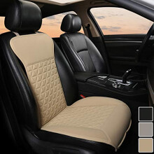 Black Panther 1 Piece Luxury PU Leather Front Car Seat Cover Protector Compatible with 95% Cars (Saloon/SUV/Pickup Truck/Van) - Beige