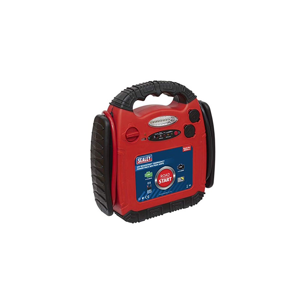 Sealey RS131 Roadstart Emergency Power Pack, 12V, 900 Peak Amps , Red