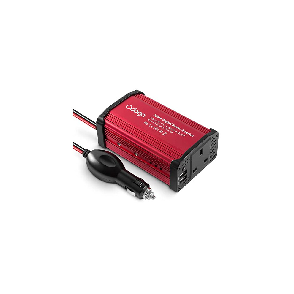Odoga 300W Car Power Inverter 12V To 240V / 230V Converter, Dual Usb 4.8A Charging Ports - Charge Your Laptop, Ipad, Iphone, Tablet, Consoles & More - 90477416
