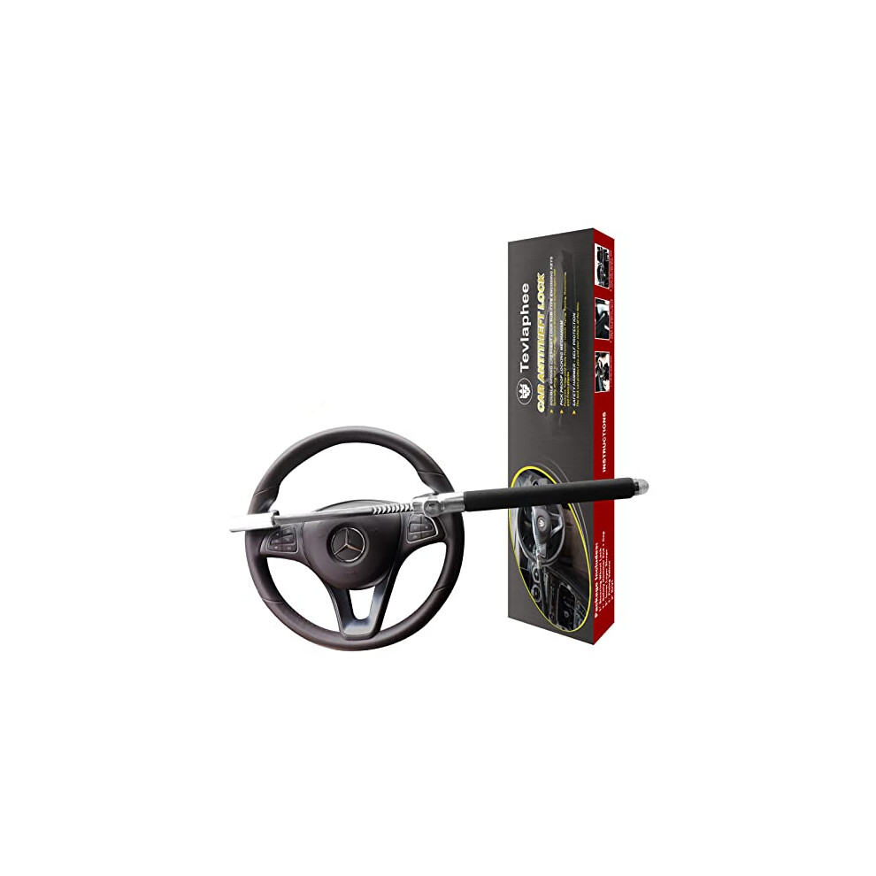 Tevlaphee Steering Wheel Lock, Steering Lock, Car Steering Wheel Lock, Vehicle Anti-Theft Lock, Adjustable, Universal Fit, Heavy Duty(Black) Black