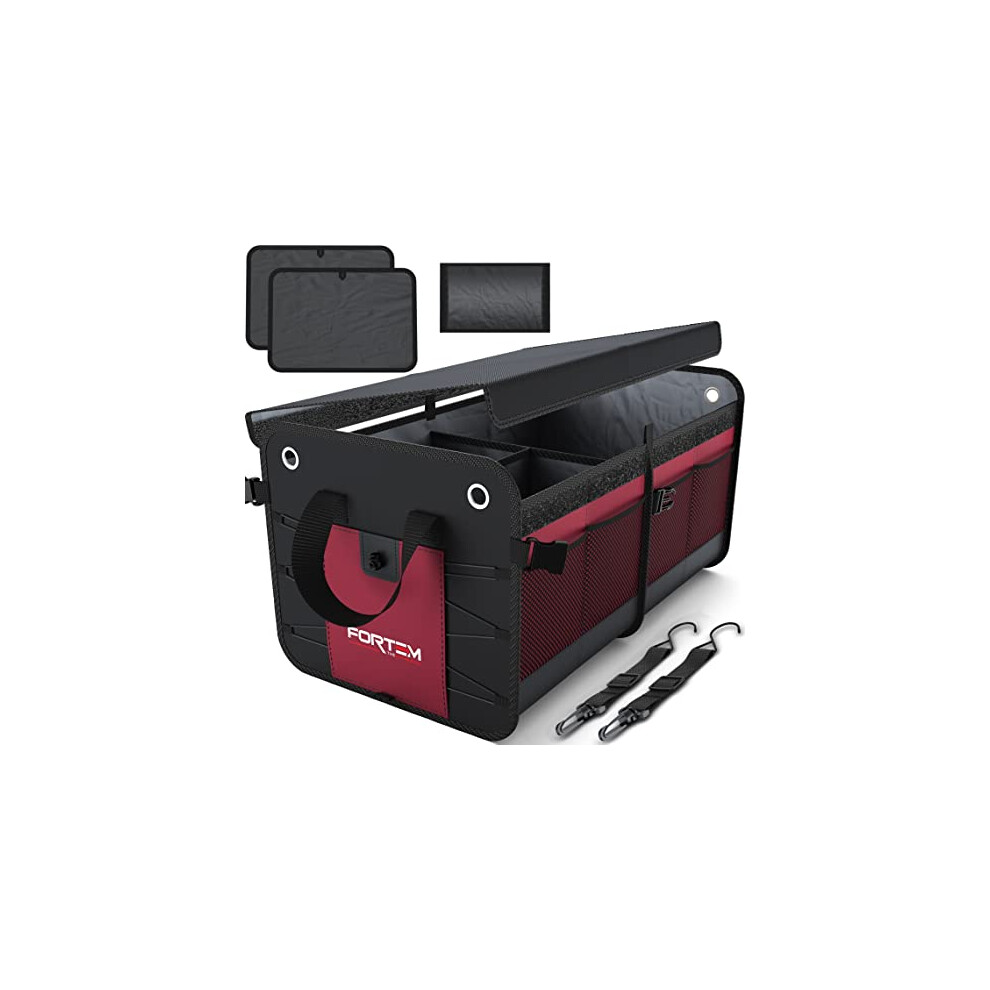 Fortem Car Boot Organiser, Car Boot Tidy, Car Boot Storage, Collapsible Multi Compartment Car Organiser, Non Slip Bottom, Adjustable Securing Straps, 90477768
