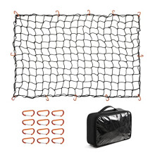 CZC AUTO Bungee Cargo Net 122x183cm Truck Bed Net Stretches to 244x366cm for Pickup Trailer RV SUV Boat | 10cm x 10cm Mesh Net Hold Small and Large