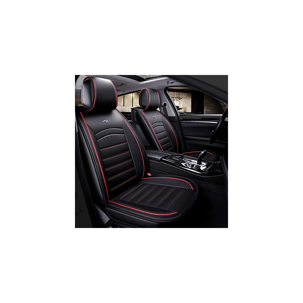 Ab1 Flexzon Universal Quality Deluxe Pu Leather Front Car Seat Covers Padded Cushions Black 90478413