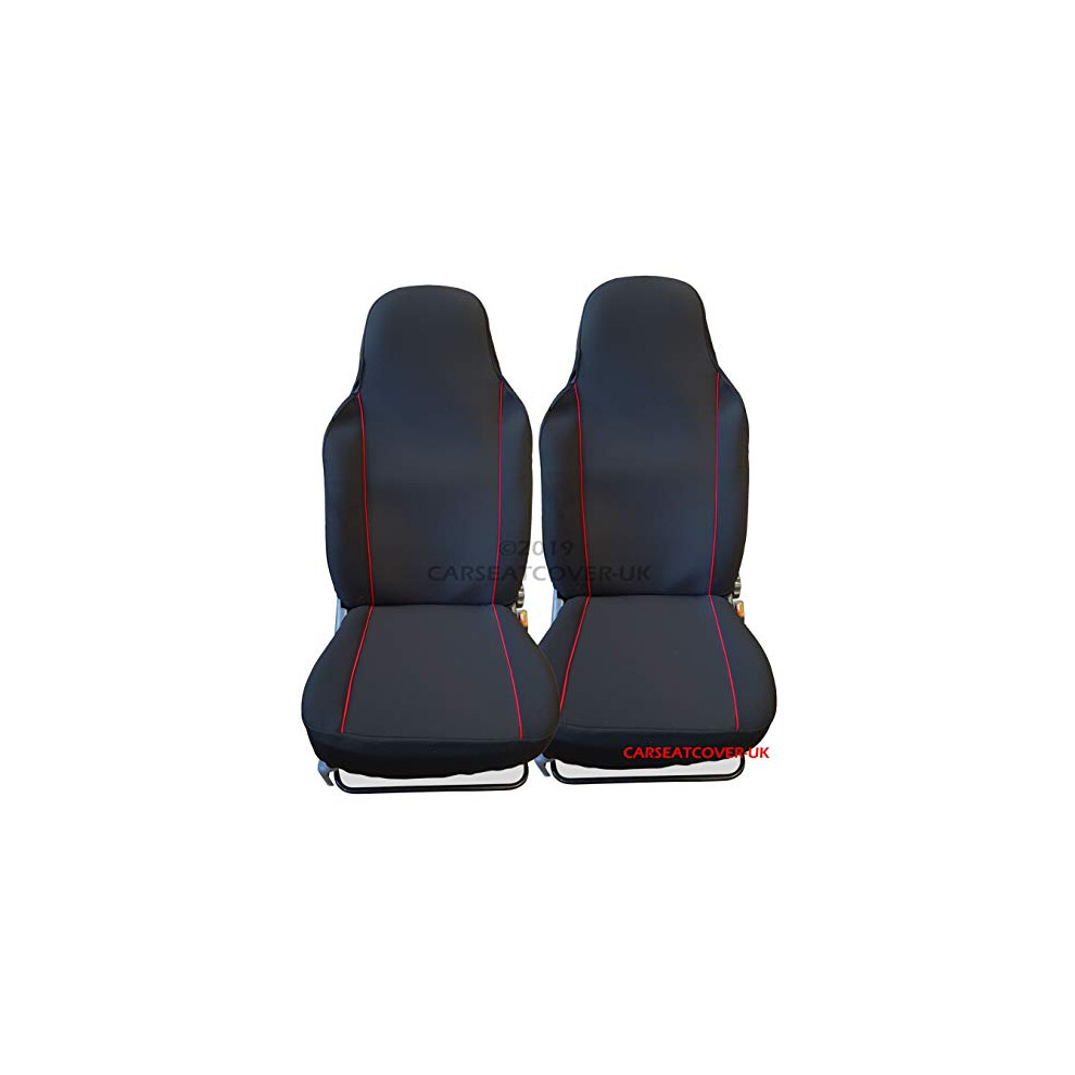 Carseatcover-Uk Luxury Universal Car Seat Covers Front Pair, Car Seat Protector, With Trim, Heavy Duty Fabric Black/Red 90484582