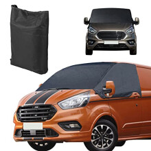 Front Windscreen Wrap Cover for All Ford Transit Custom, 600D Waterproof Weatherproof Front Window Sunshades Windshield Snow Cover Car Blind Blocking