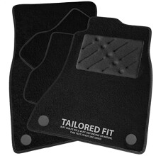 Tailored Car Mats for Land Rover Discovery Sport 2015-2019 - Black Carpet - Black Ribbed Trim - Black Double Thick Heel Pad