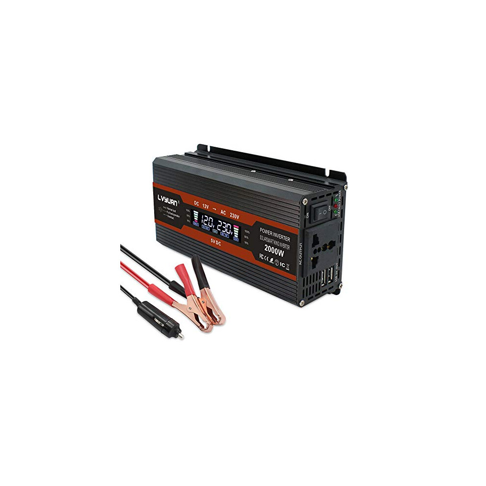 Cantonape 1000W/2000W Power Inverter Dc 12V To 230V 240V Ac Car Converter 12V Inverter With 12V Cigarette Lighter With 2 Usb And Universal Sockets Car 90492716