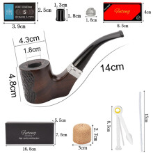 (FT-02499 set) Man Smoking Pipe Set Pipe Pouch & Gift Box Activated Carbon Filter Element