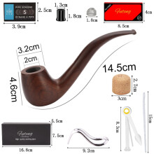 (FT-04854 set) Man Smoking Pipe Set Pipe Pouch & Gift Box Activated Carbon Filter Element