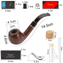 (FT-05408 set) Man Smoking Pipe Set Pipe Pouch & Gift Box Activated Carbon Filter Element