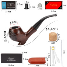 (FT-05440 engraved) Man Smoking Pipe Set Pipe Pouch & Gift Box Activated Carbon Filter Element