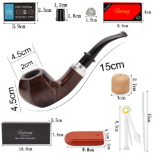 (FT-01224 set) Man Smoking Pipe Set Pipe Pouch & Gift Box Activated Carbon Filter Element