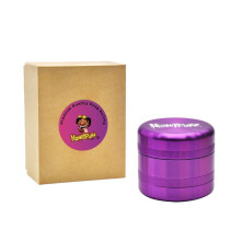 (Purple) Grinder 63 MM Diamond Teeth Herb Tobacco Grinder Handle Miller Spice Crusher