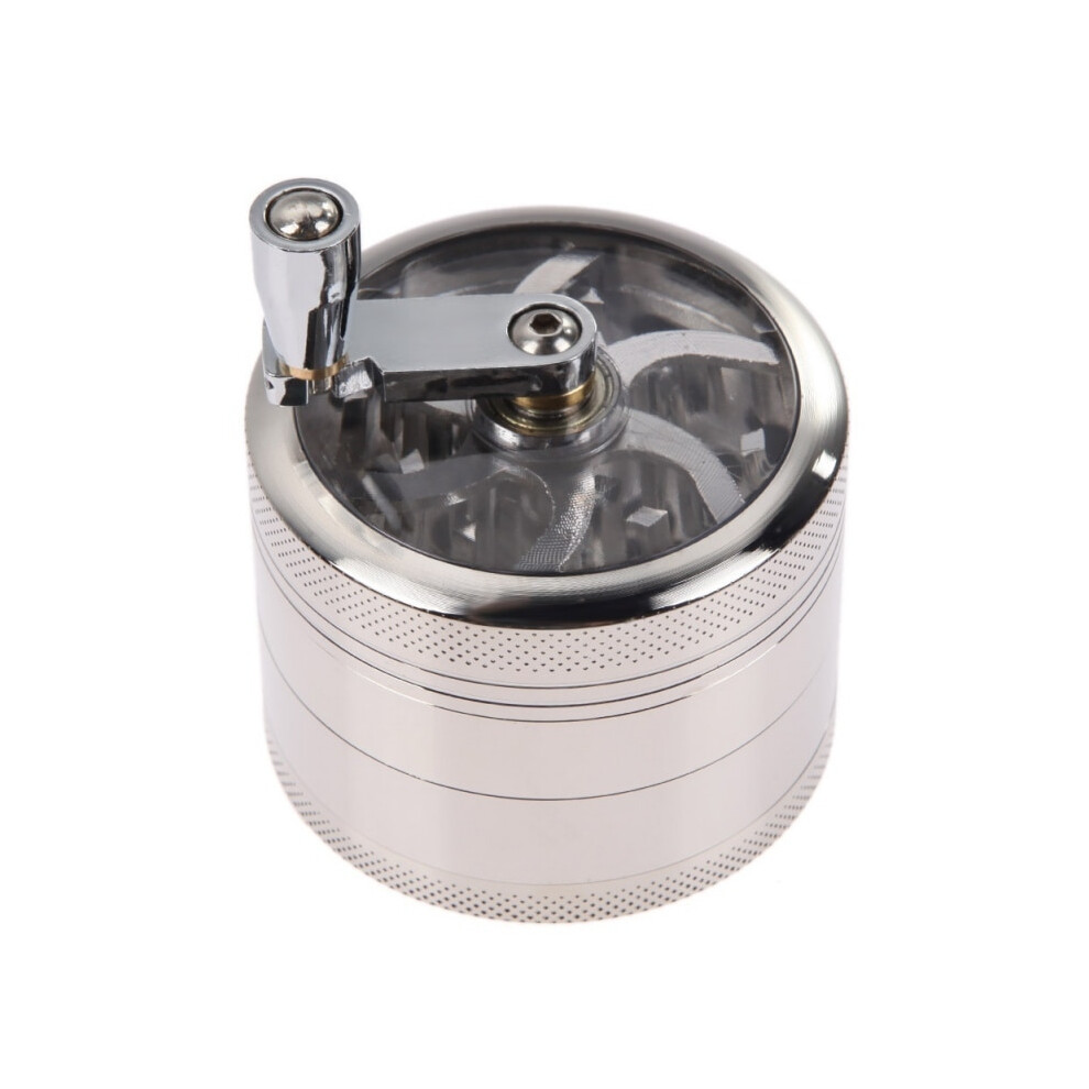 Aihontai Silver (40Mm ) 4 Layer Tobacco Grinder Manual Aluminum Herbal Herb Mill Spice Crusher