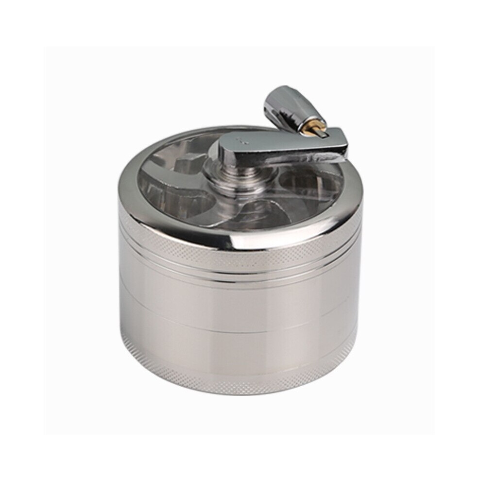 Aihontai Silver (63Mm ) 4 Layer Tobacco Grinder Manual Aluminum Herbal Herb Mill Spice Crusher