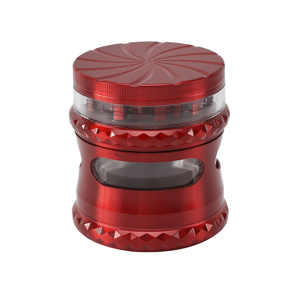 Aihontai Red (Red) Transparent Zinc Alloy Smoking Herb Cutter 4 Layer 65Mm Cigarette Accessories