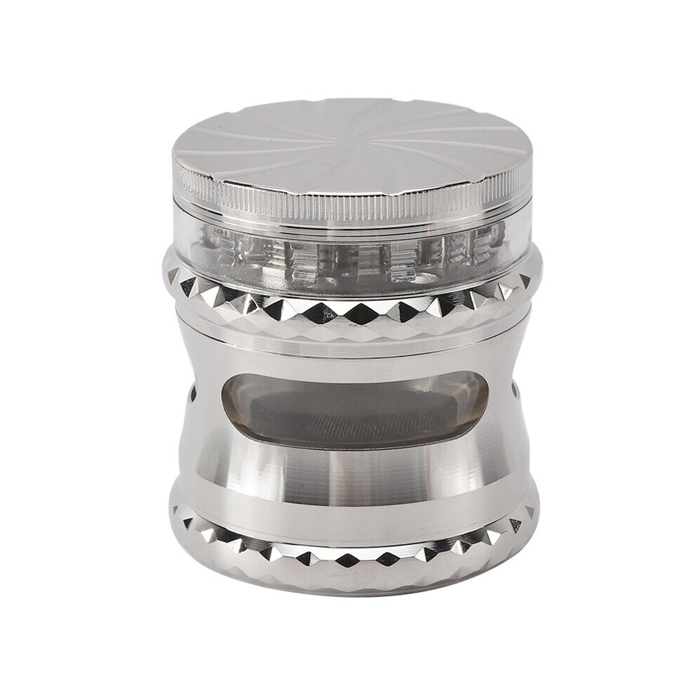 Aihontai Silver (Silver) Transparent Zinc Alloy Smoking Herb Cutter 4 Layer 65Mm Cigarette Accessories