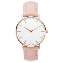 (Leather Pink) 2021 Top Brand Luxury Watches Women Stainless Steel Mesh Belt Watch Quartz