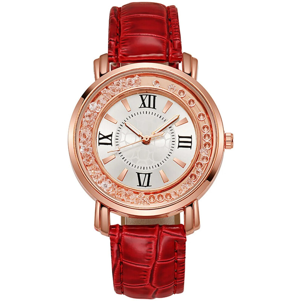 (G) Women Diamond Watch Starry Round Dial Watches Set Ladies Leather Band-image-OPC-PFH5GNP-NEW