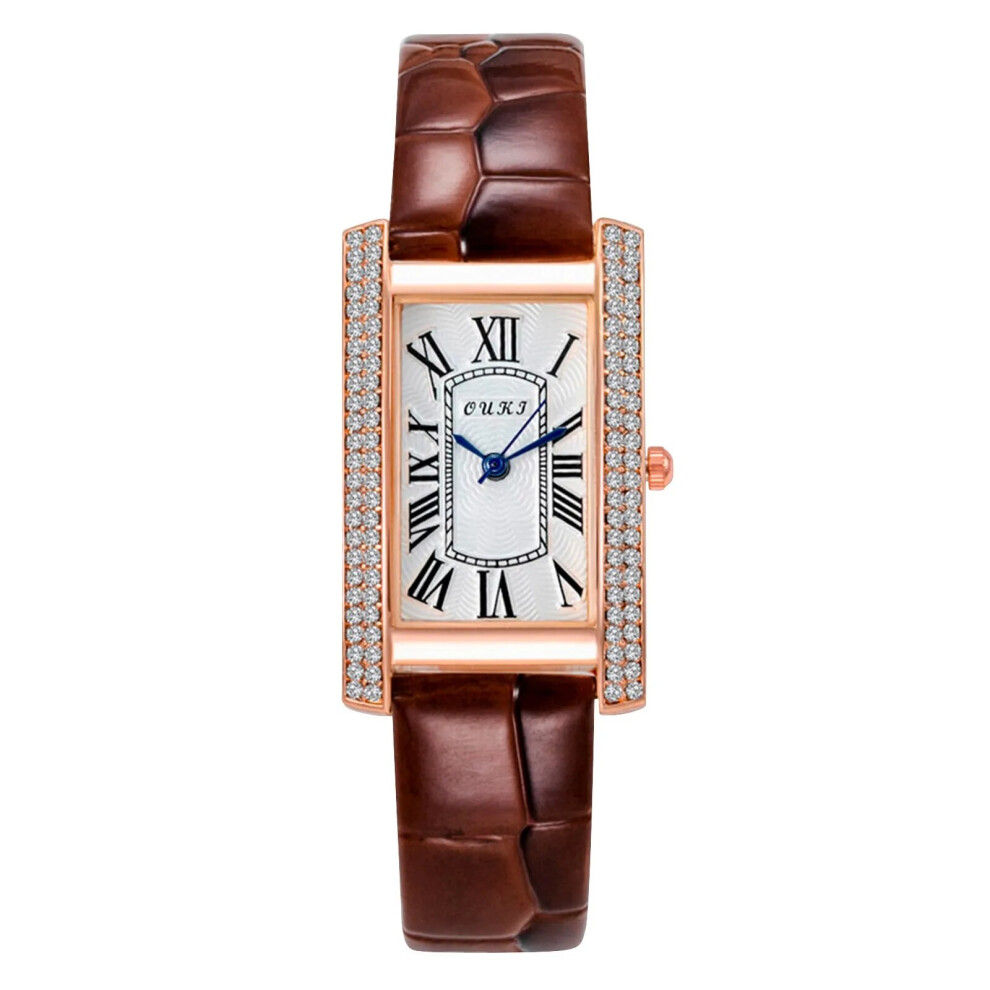 Photos - Wrist Watch  Women's Watches Quartz Watches For Women Luxury White Watches Ladies Dress(Brown)