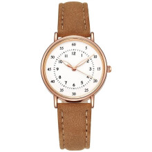 (Brown) Women's Simple Vintage Watches for Women Dial Wristwatch Leather Strap