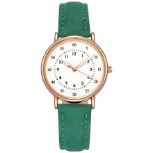 (Green) Women's Simple Vintage Watches for Women Dial Wristwatch Leather Strap
