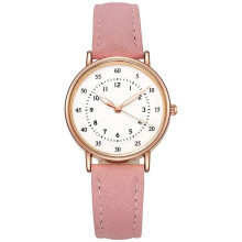 (Pink) Women's Simple Vintage Watches for Women Dial Wristwatch Leather Strap