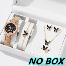 (beige) Watch Set for Women Luxury Leather Analog Ladies Quartz Wrist Watch Fashion