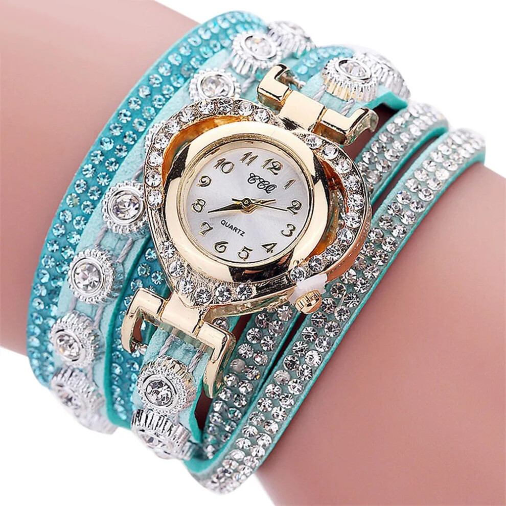 Photos - Wrist Watch (G) Watch Women Vintage Rhinestone Crystal Dial Analog Quartz Wristwatches