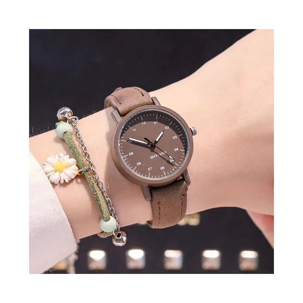 (Coffee) YIKAZE Women's Watch PU Leather Strap Women Quartz Watches Waterproof-image-OPC-PFH5HC2-NEW