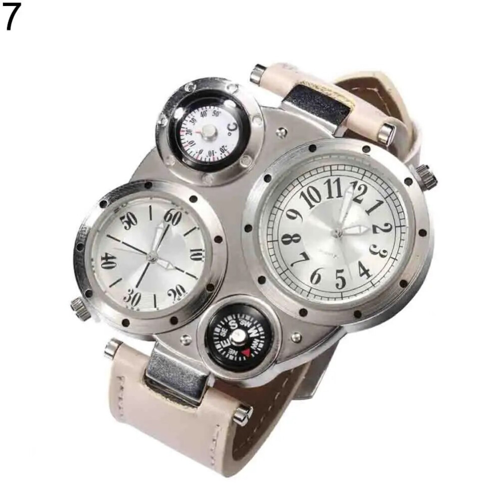 Photos - Wrist Watch Men Chic Dual Movement Quartz Sport Watch Creative 4 Dials Digital Watches(Silver White)