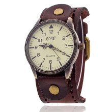 (dark brown) Vintage Cow Leather Watch High Quality Antique Women Wrist Watch Luxury