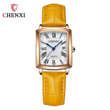 (orange) Fashion Square Ladies Dress Wristwatch Elegant Casual Quartz Clock With