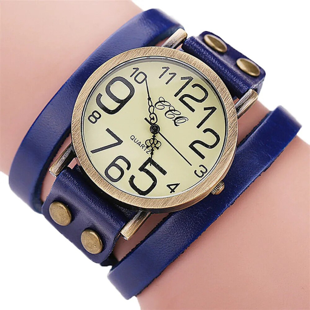 (Blue) 2023 Luxury Brand Women Watches Vintage Cow Leather Watch Men Wristwatches-image-OPC-PFH5JNW-NEW